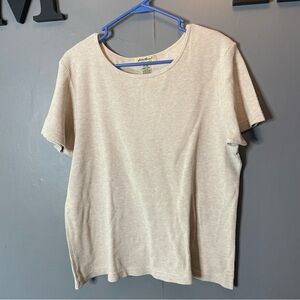Eddie Bauer vintage waffle knit short sleeve Beige Women's Top 100% cotton LG